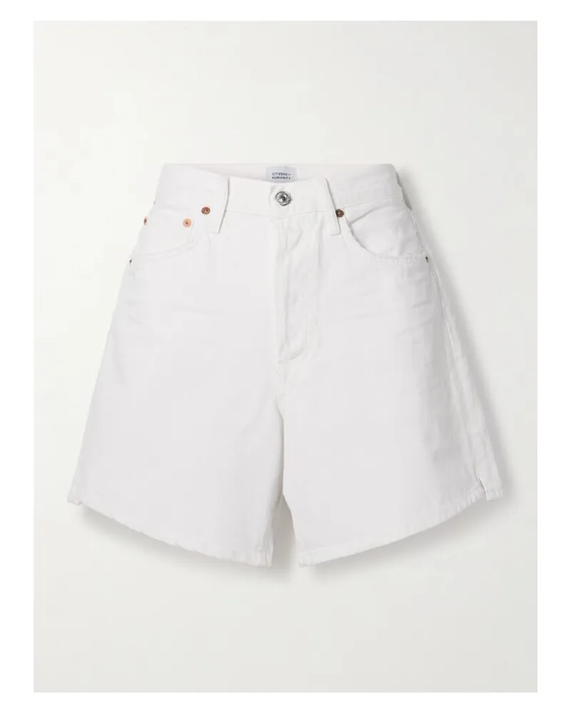 Citizens of humanity Marlow Jeansshorts Aus Bio-denim Mit Distressed-details - Weiß Weiß