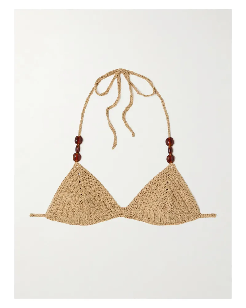 Magda Butrym Bikini-oberteil Aus Häkelmaterial Mit Zierperlen - Neutral Neutral