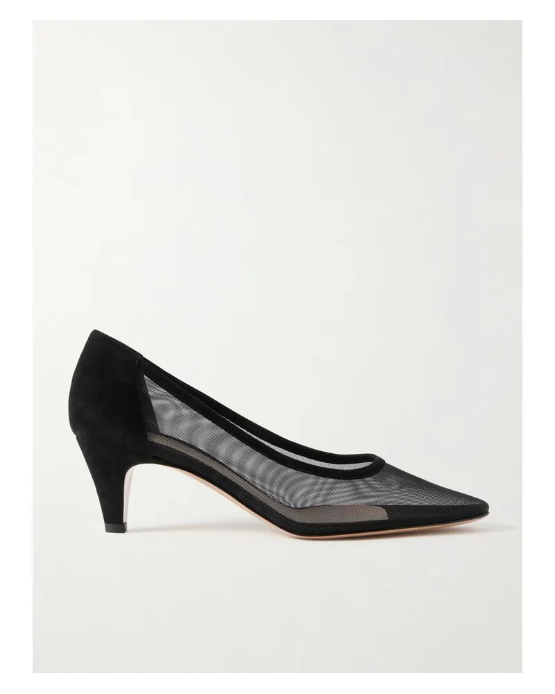 Gianvito Rossi Rete 55 Pumps Aus Mesh Mit Velourslederbesätzen - Schwarz Schwarz