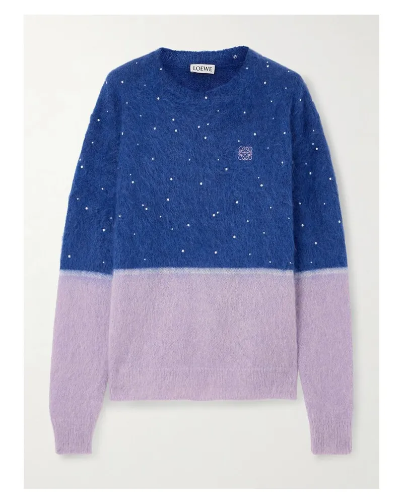 Loewe Anagram Pullover Aus Einer Gebürsteten Mohairmischung Mit Stickereien - Blau Blau