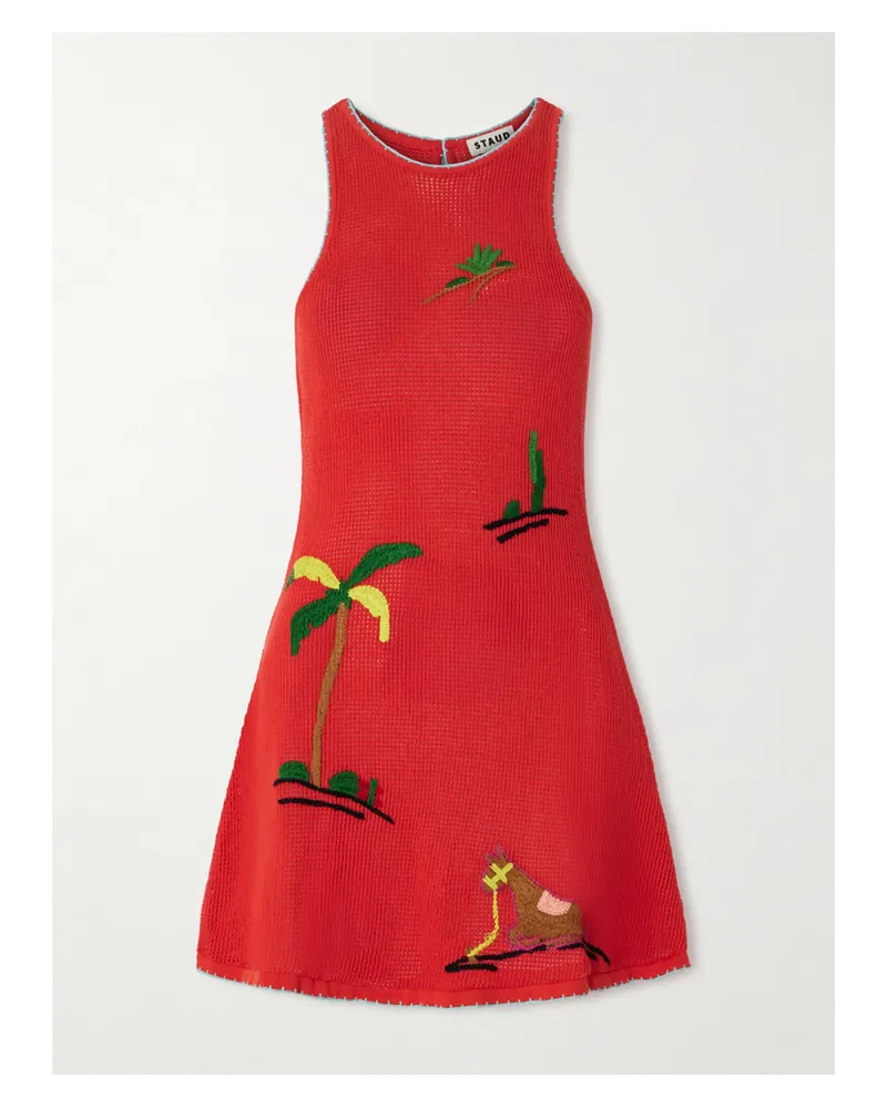 STAUD Marea Minikleid In Lochstrick Mit Stickereien - Orange Orange