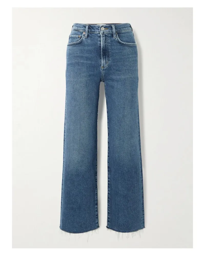 AGOLDE Harper Verkürzte, Halbhohe Jeans Mit Geradem Bein Mit Fransen - Blau Blau