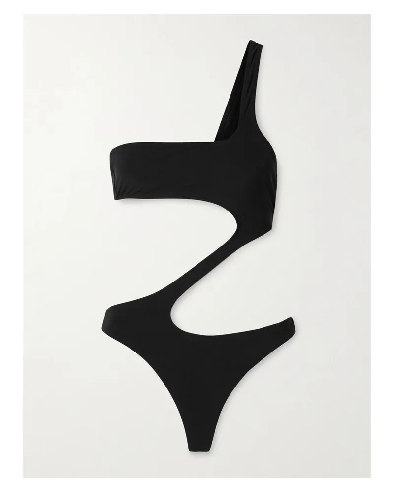 Kiki De Montparnasse La Sirene Asymmetrischer Badeanzug Mit Cut-outs - Schwarz Schwarz