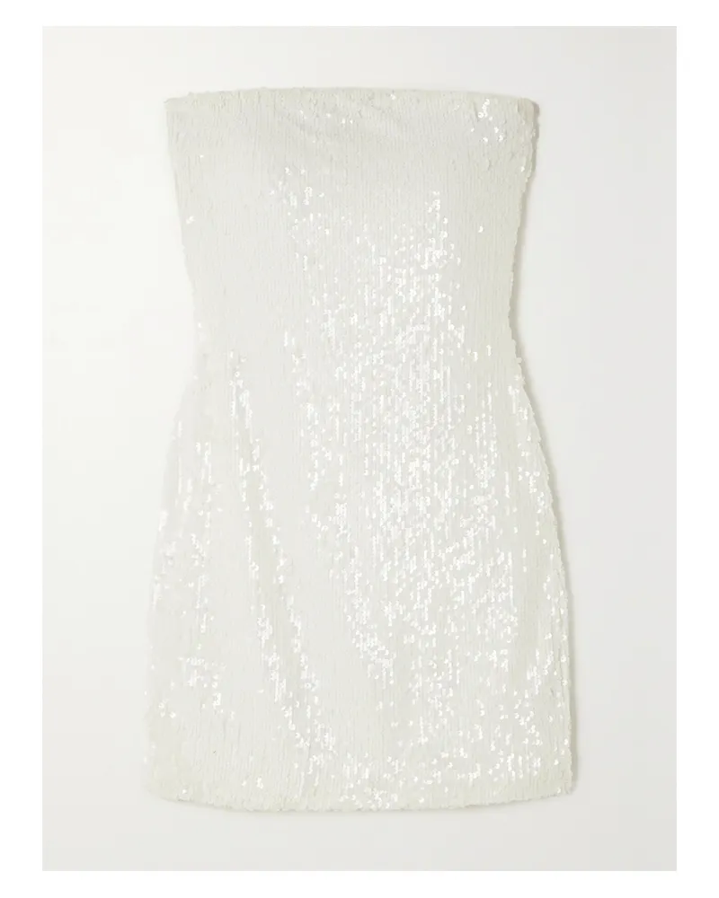 SPRWMN Trägerloses Minikleid Aus Stretch-tüll Mit Pailletten - Weiß Weiß