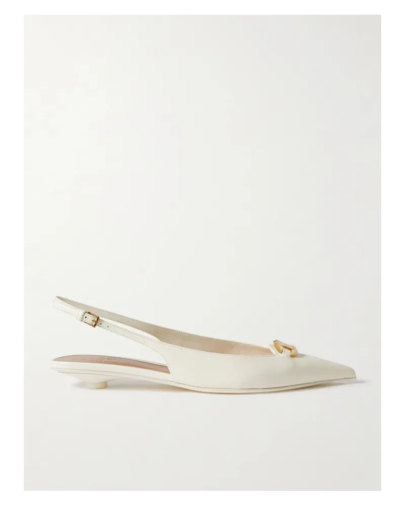 Valentino Garavani Vlogo Moon 20 Slingback-pumps aus Leder Elfenbein