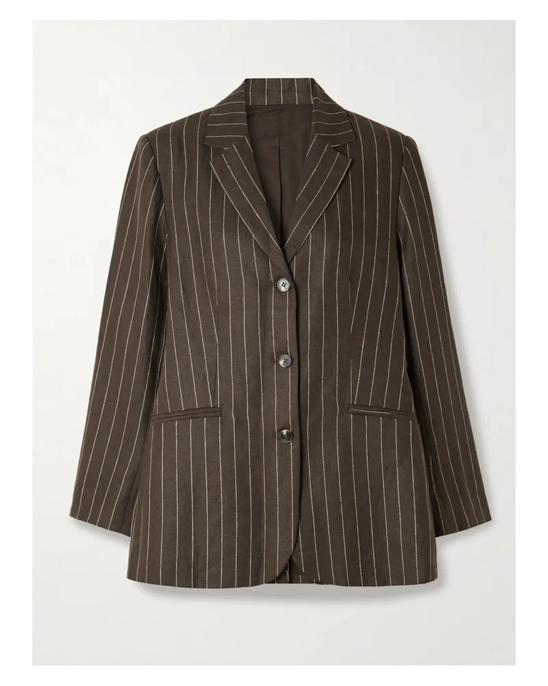 Posse Leon Blazer Aus Leinen-twill Mit Nadelstreifen - Braun Braun
