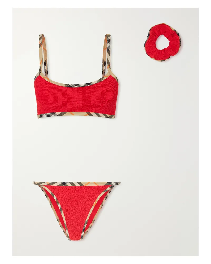 Burberry Hunza G Tyler Checked Original Crinkle™ Bikini - Red Red