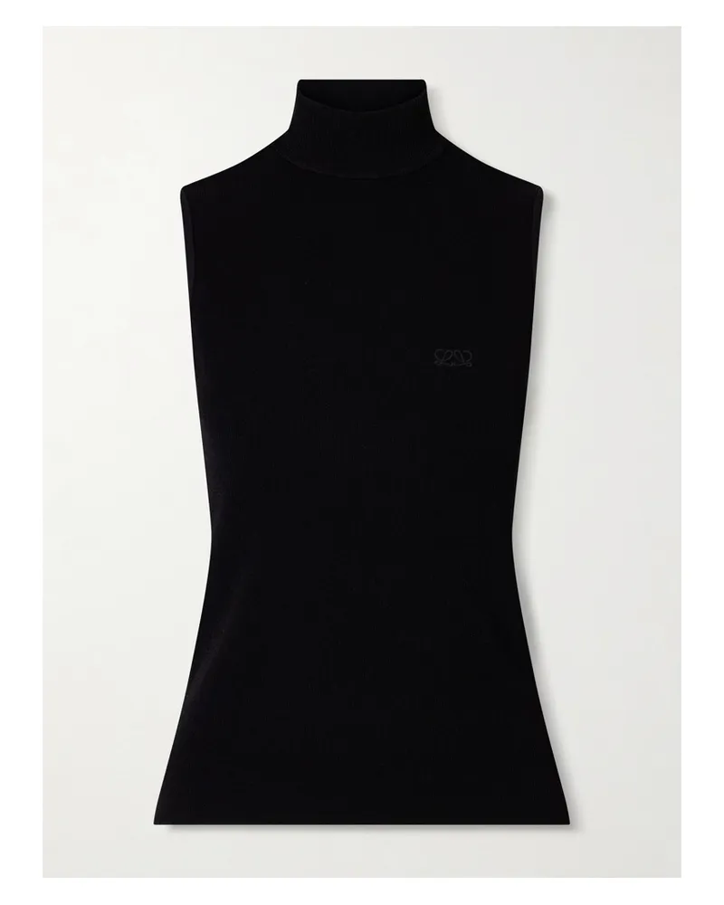 Loewe Ribbed-knit Turtleneck Top - Black Black