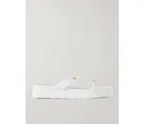 Tahiti Zehensandalen Aus Leder Mit Plateau - Weiß