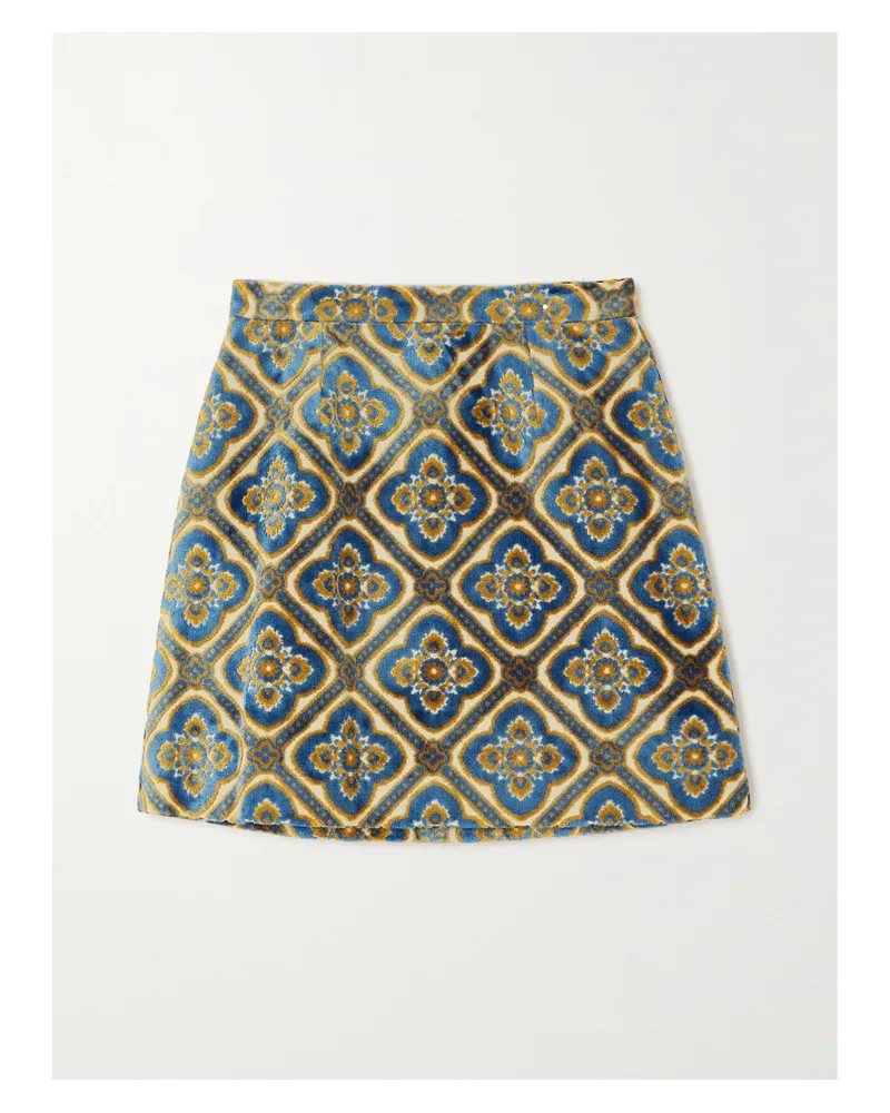 Etro Minirock Aus Samt Mit Jacquard-muster - Blau Blau