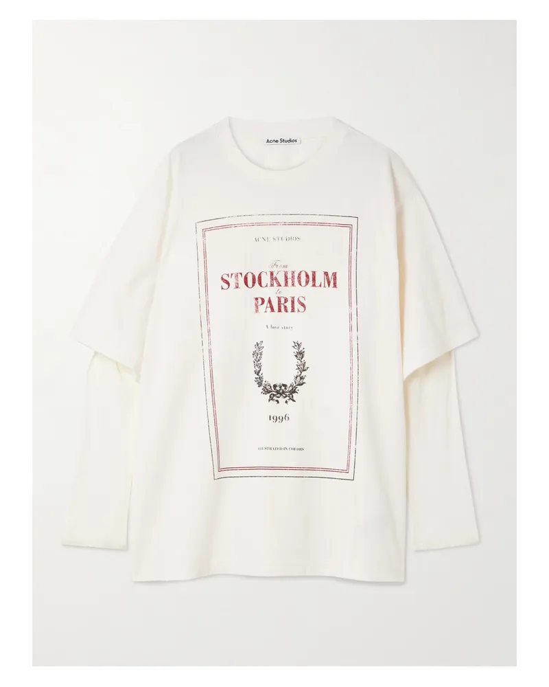 Acne Studios Mehrlagiges T-shirt Aus Baumwoll-jersey Mit Mesh-besätzen - Wollweiß Wollweiß