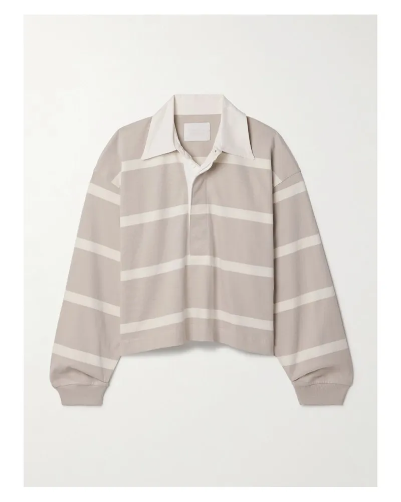 Citizens of humanity Aris Oberteil Aus Gestreiftem Baumwoll-jersey Mit Twill-besatz Und Polokragen - Braun Braun