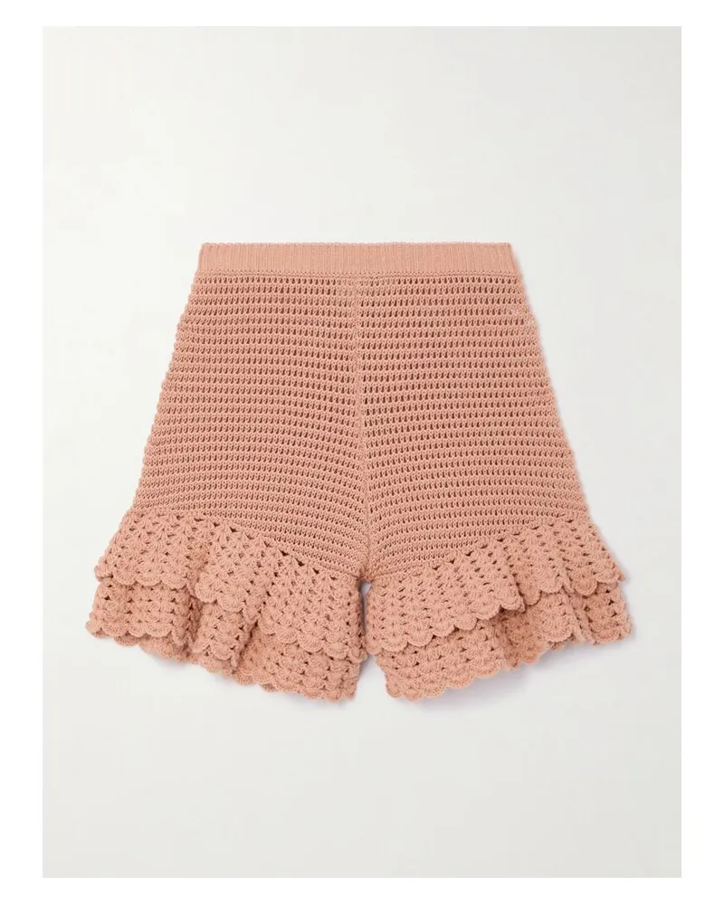 Chloé Shorts Aus Gehäkelter Baumwolle Mit Volants - Orange Orange