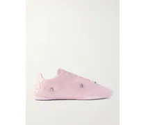City Studded Crinkled-leather Sneakers - Pink