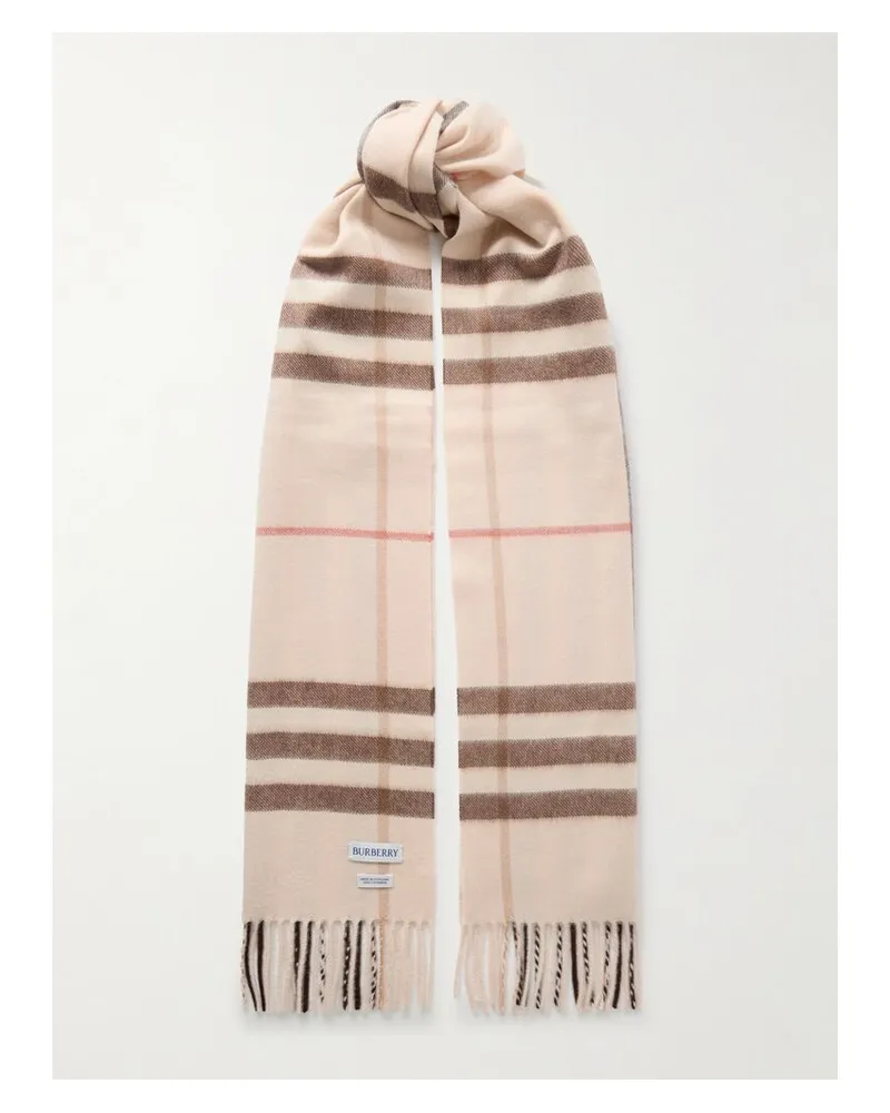 Burberry Schal Aus Kariertem Kaschmir Mit Fransen - Creme Creme