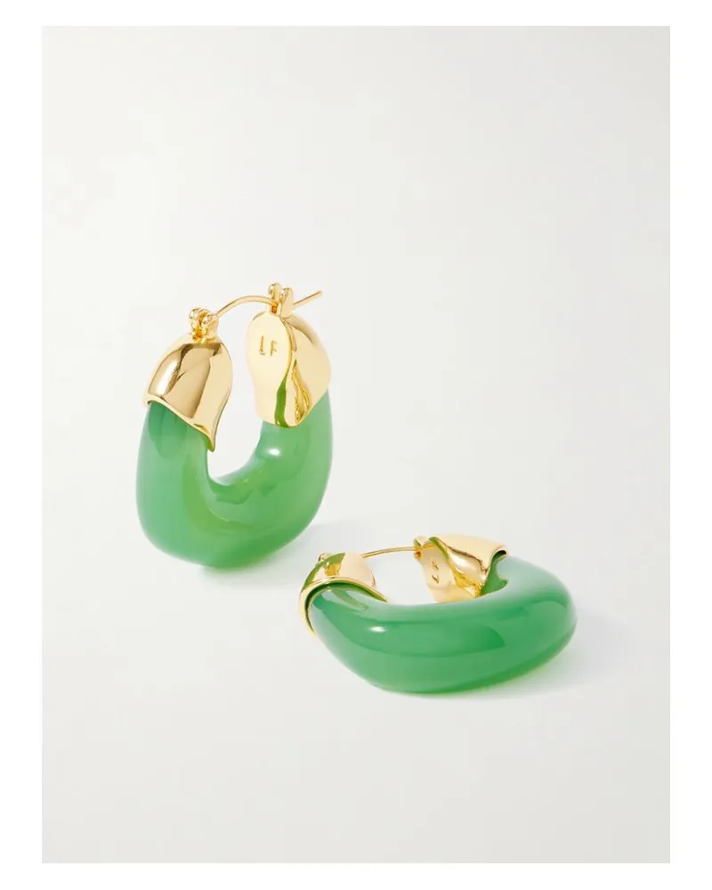 Lizzie Fortunato Mini Organic Creolen Aus Harz Mit Vergoldeten Details - Grün Grün