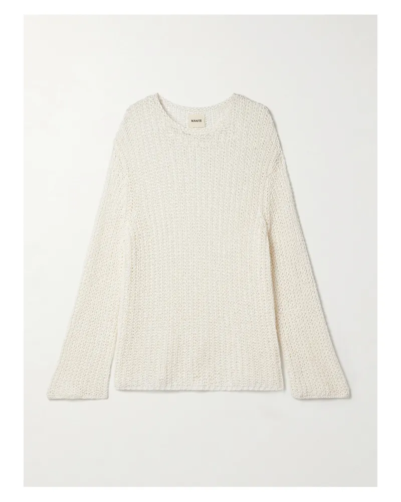 KHAITE Elowen Baumwollpullover In Lochstrick - Creme Creme