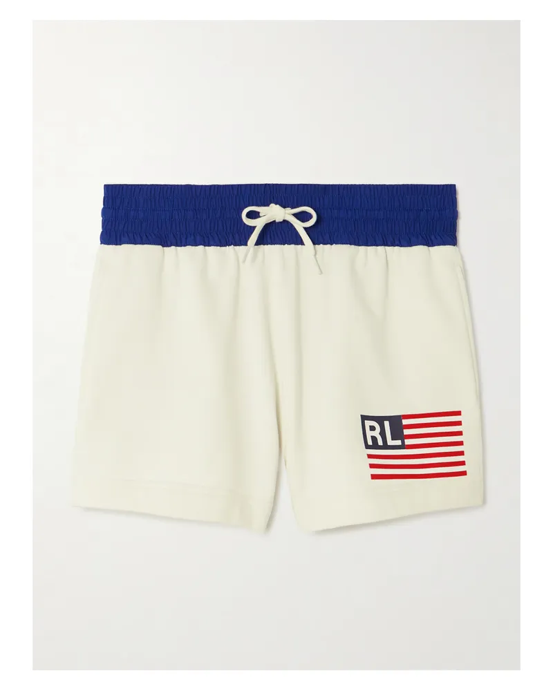 Ralph Lauren Shorts Aus Gebürstetem Jersey Aus Einer Baumwollmischung Mit Besatz Aus Ripstop Und Print - Weiß Weiß