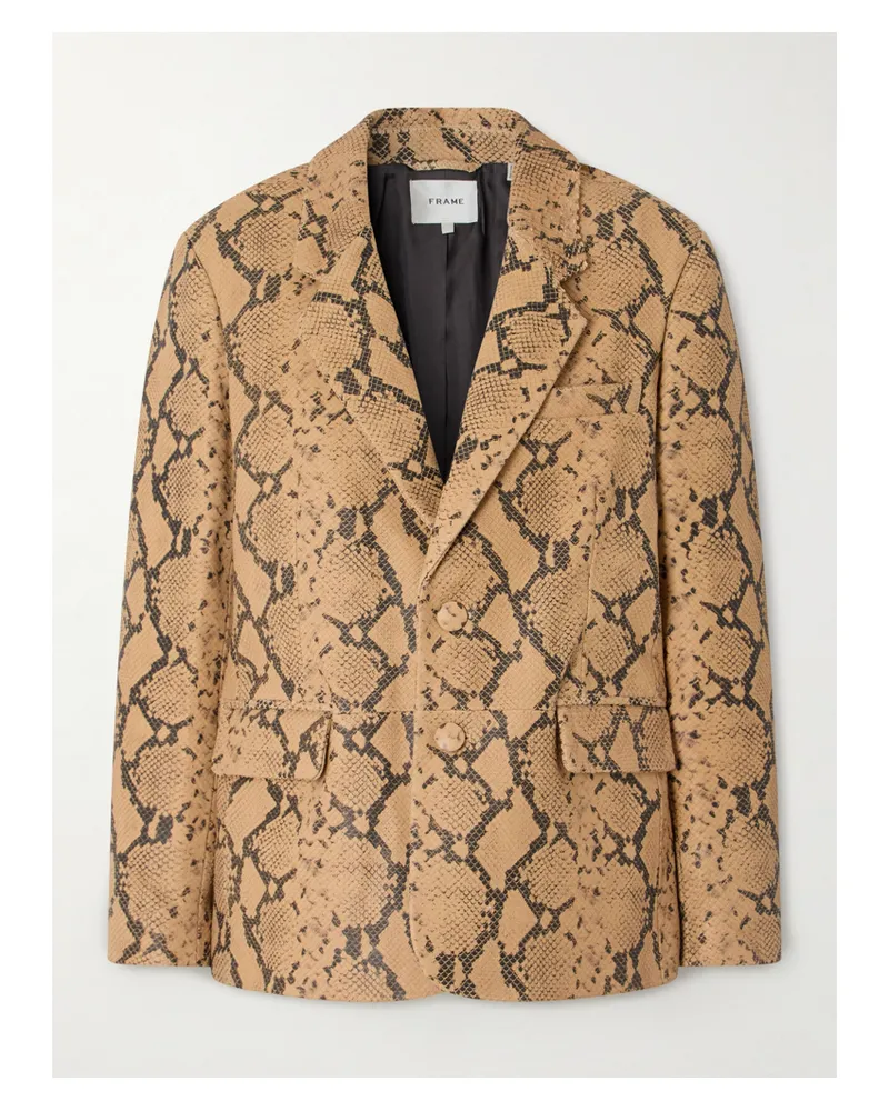 Frame Denim Blazer Aus Leder Mit Schlangeneffekt - Neutral Neutral