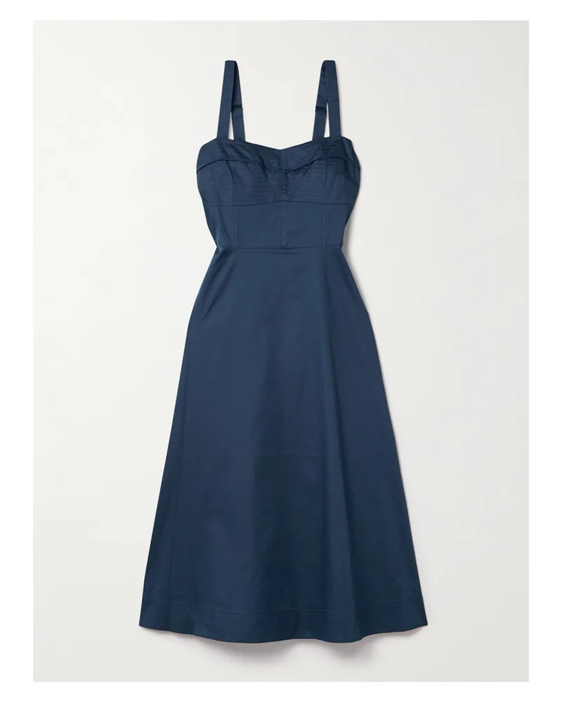 Veronica Beard Aila Midikleid Aus Popeline Aus Einer Baumwollmischung - Blau Blau