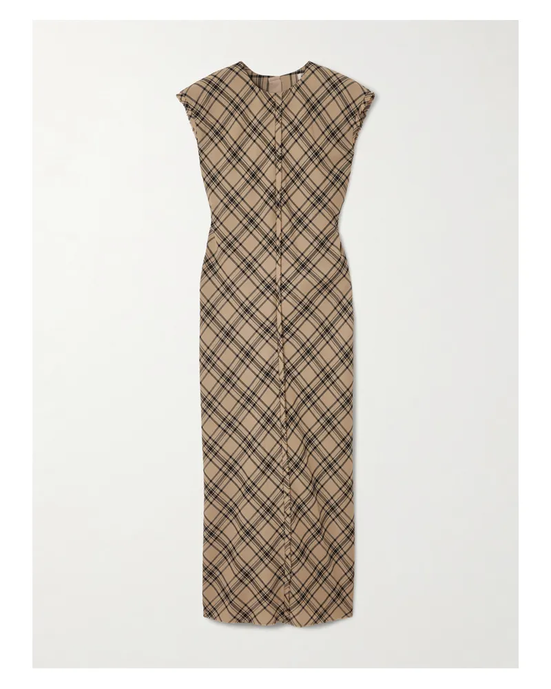 AMI Paris Midikleid Aus Einer Karierten Wollmischung - Braun Braun