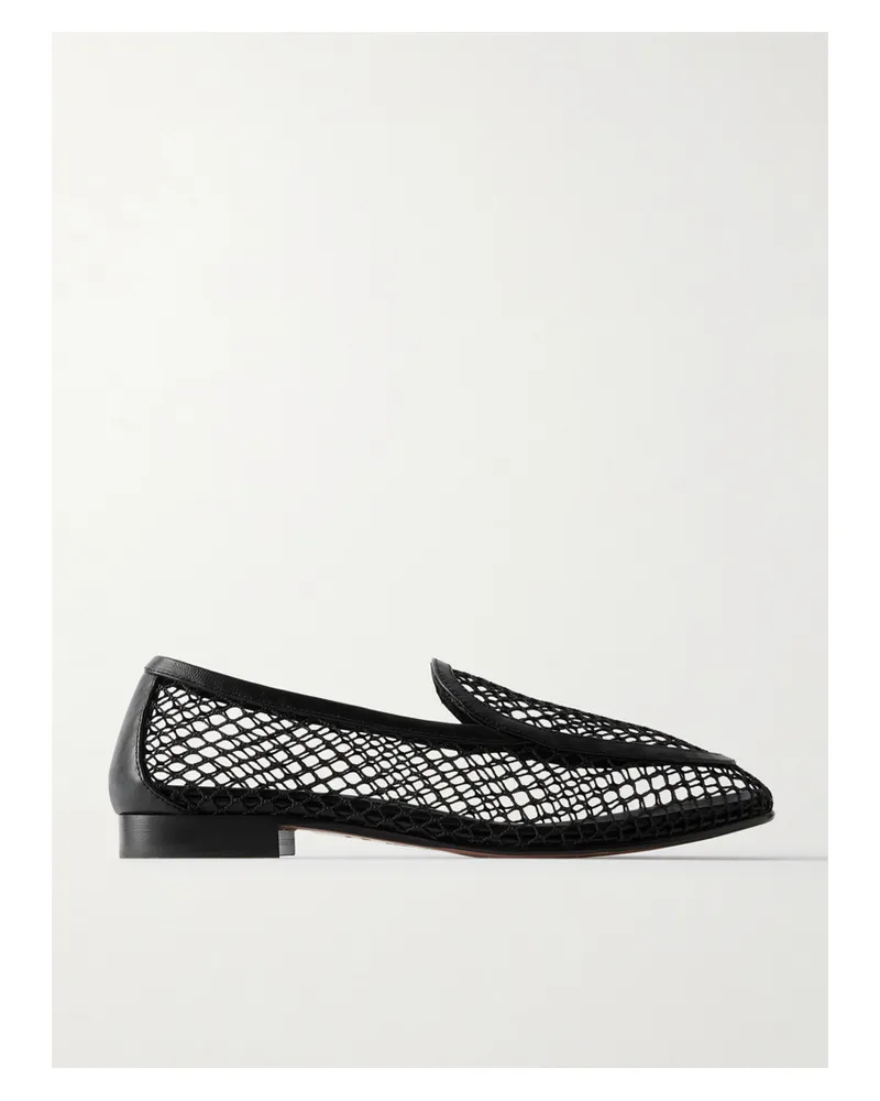 Aquazzura Saint Germain Loafers Aus Netzmaterial Mit Lederbesätzen - Schwarz Schwarz
