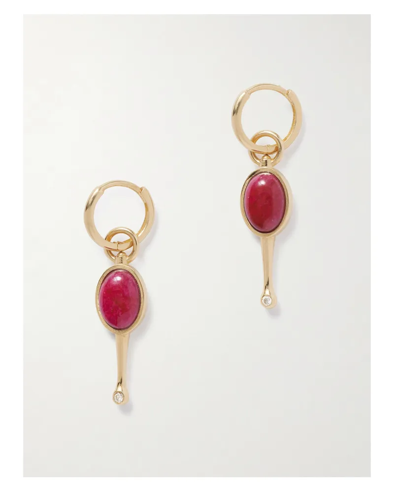 Loren Stewart Stellar Key 14-karat Gold, Ruby And Diamond Hoop Earrings - Red Red
