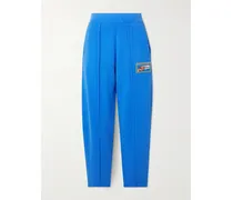 The Quickie Pin Up Barel Flood Appliquéd Cotton-jersey Sweatpants - Blue