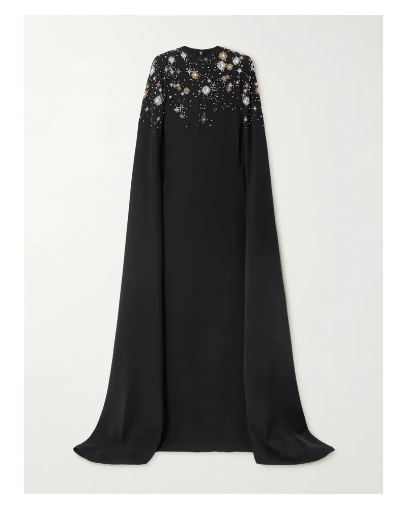 Zuhair Murad Robe Aus Cady Mit Verzierungen Und Cape-effekt - Schwarz Schwarz
