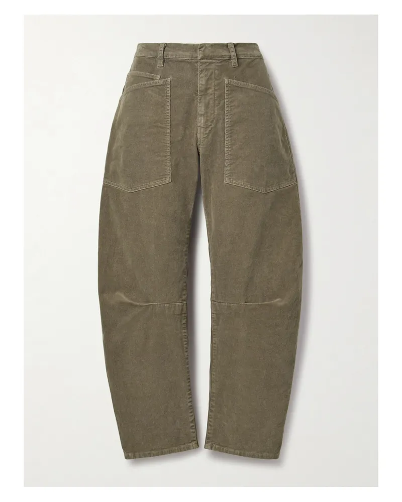 Nili Lotan Shon Cotton-blend Corduroy Tapered Pants - Green Green