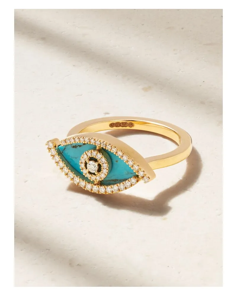 Messika Lucky Eye Ring Aus 18 Karat Roségold Mit Türkis Gold