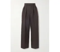 Rodger Bundfaltenhose Mit Geradem Bein Aus Leinen - Braun