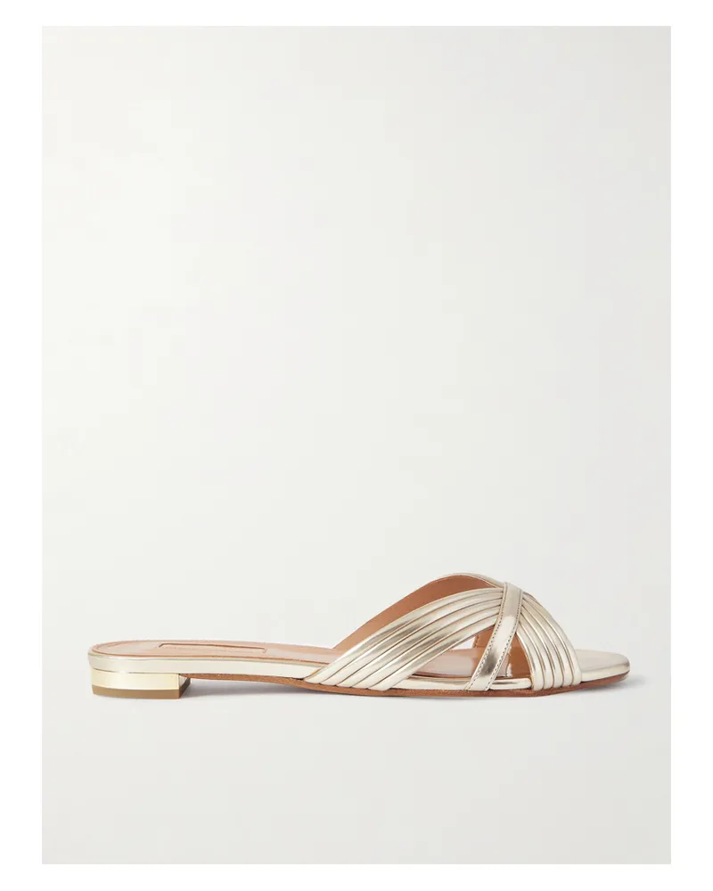 Aquazzura Sundance Pantoletten Aus Veganem Metallic-leder Metallic