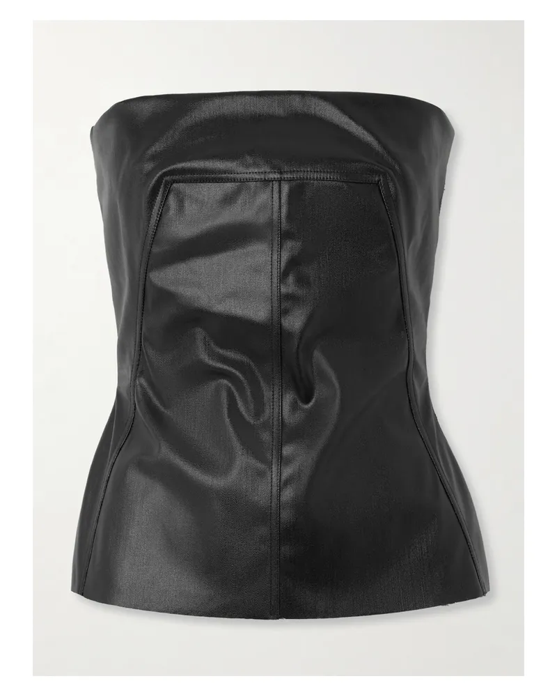 Rick Owens Trägerloses Bustier Aus Beschichtetem Denim - Schwarz Schwarz