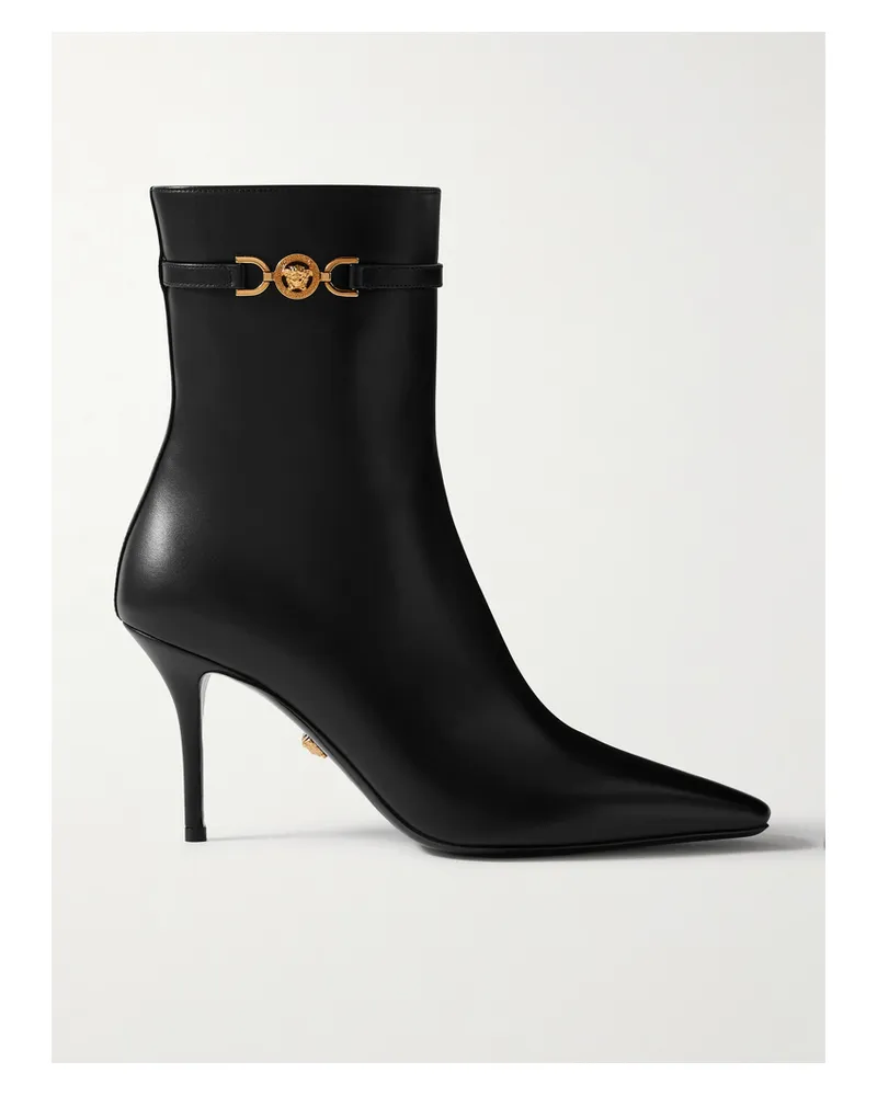 Versace Ankle Boots Aus Leder Mit Verzierungen - Schwarz Schwarz