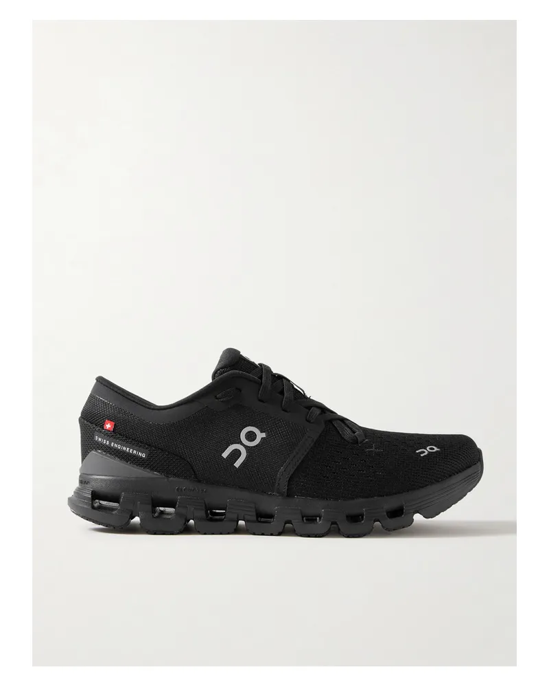 ON Running Cloud X 4 Sneakers Aus Recyceltem Mesh Schwarz