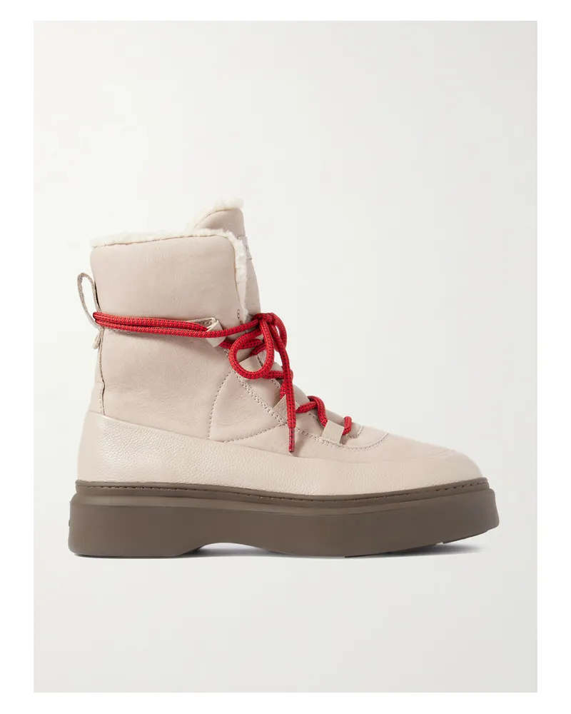 Varley Selva Schnürstiefel Aus Leder Mit Wollbesätzen - Neutral Neutral