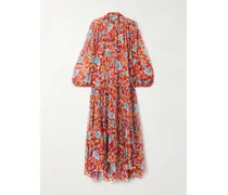 Adalind Kleid Aus Chiffon Mit Blumenprint Und Schluppe - Rot