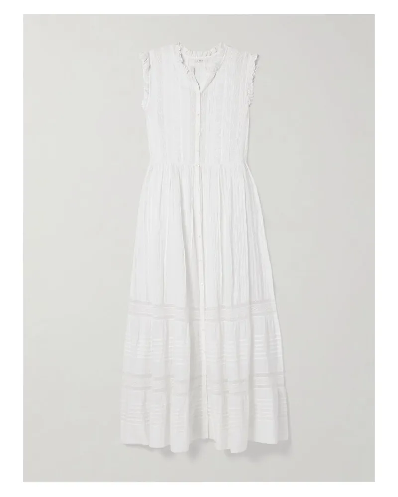DÔEN Helaine Midikleid Aus Baumwoll-voile Mit Biesen Und Gehäkelten Besätzen - Weiß Weiß