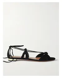 Aquazzura Cala Di Volpe Sandalen aus Veloursleder Schwarz