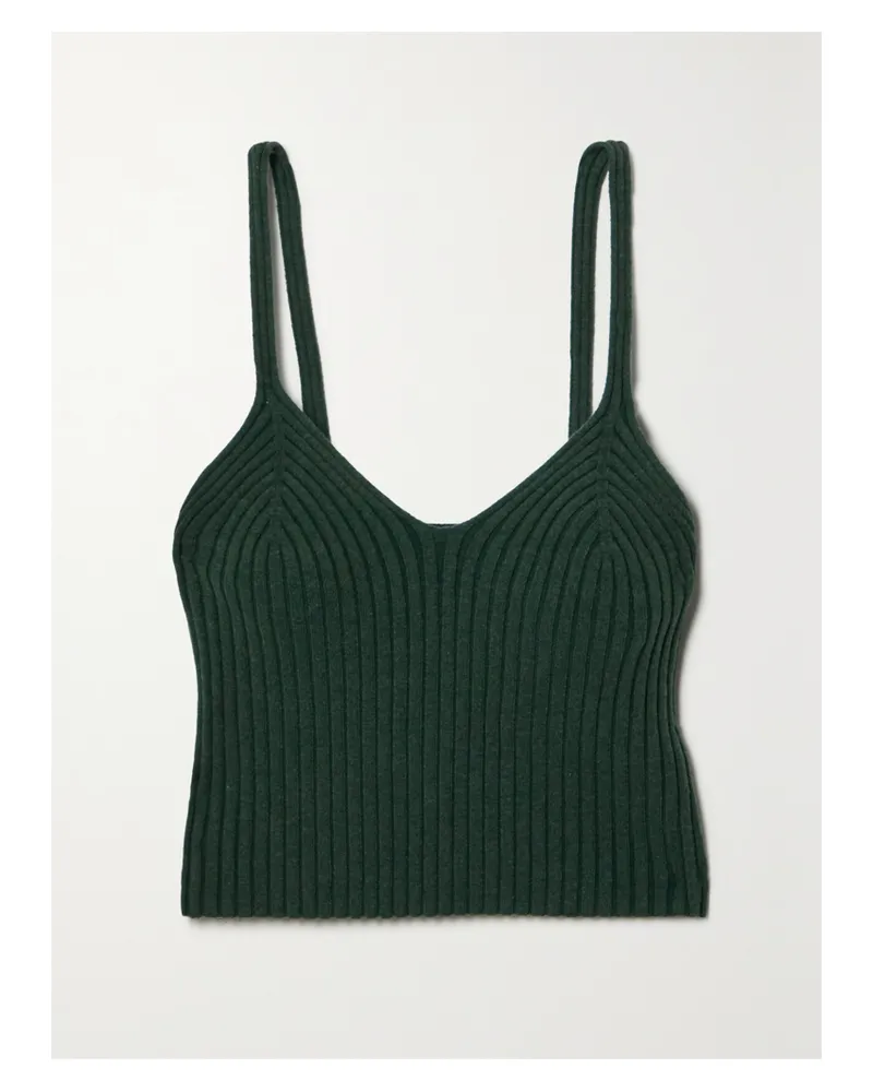 The Range Verkürztes Tanktop Aus Einer Gerippten Baumwollmischung - Grün Grün