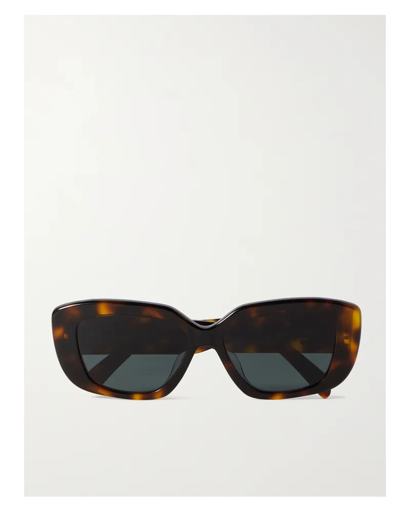 Celine Triomphe Rectangular-frame Tortoiseshell Acetate Sunglasses Tortoiseshell