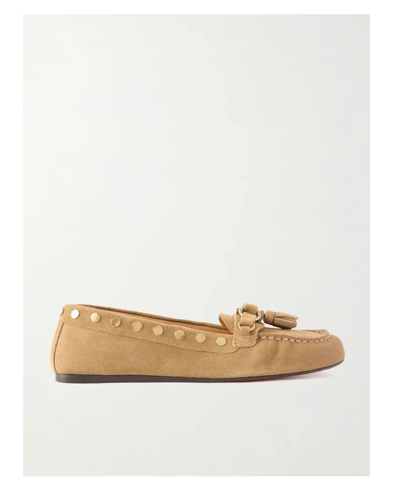 Isabel Marant Faxel Embellished Suede Loafers - Brown Brown