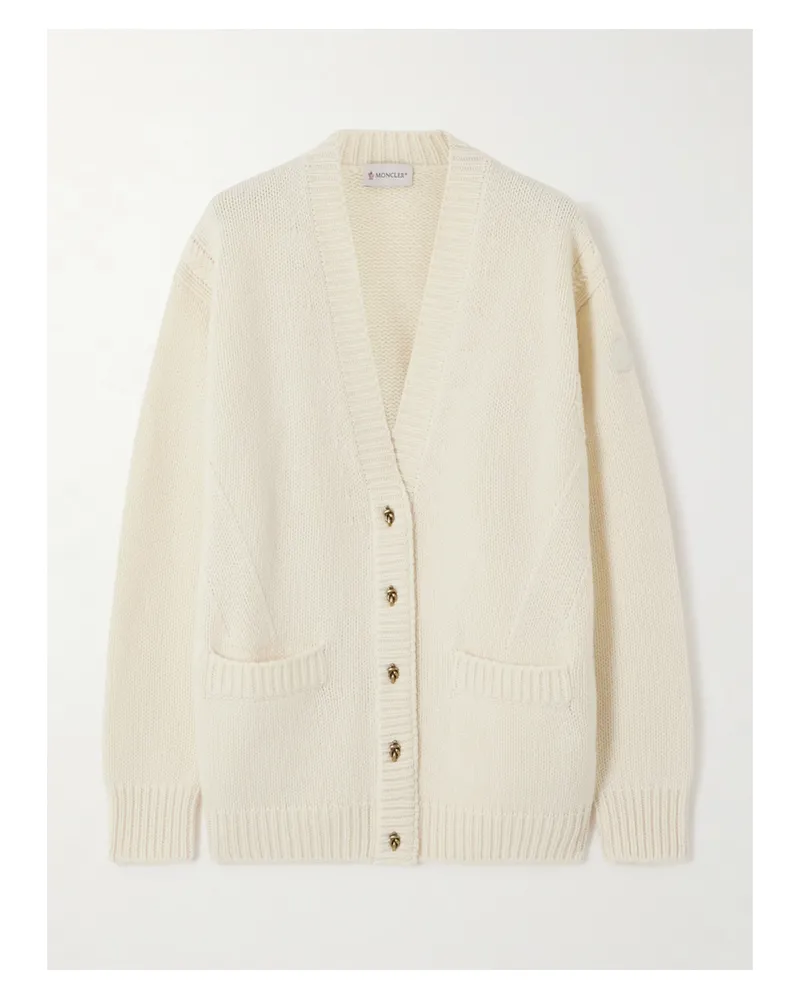 Moncler Cardigan Aus Einer Woll-kaschmirmischung - Creme Creme