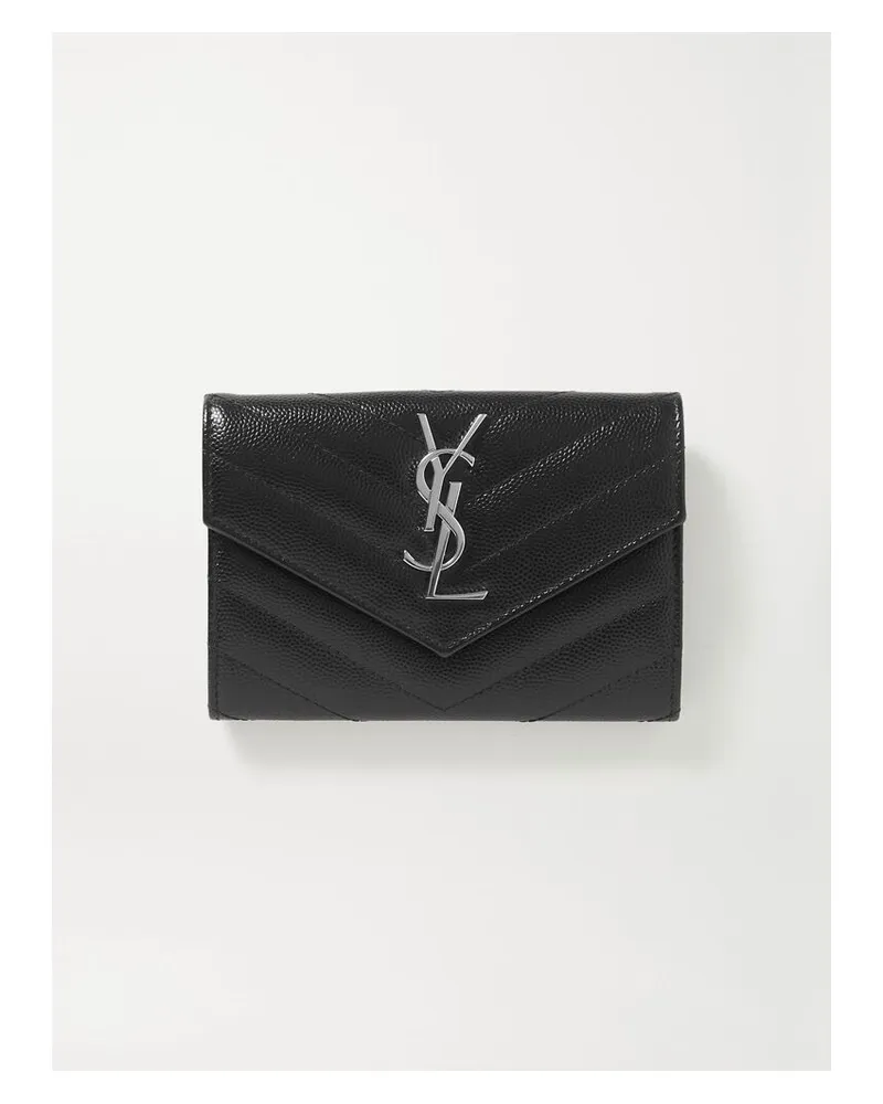 Saint Laurent Monogramme Envelope Portemonnaie Aus Gestepptem Strukturiertem Leder - Schwarz Schwarz