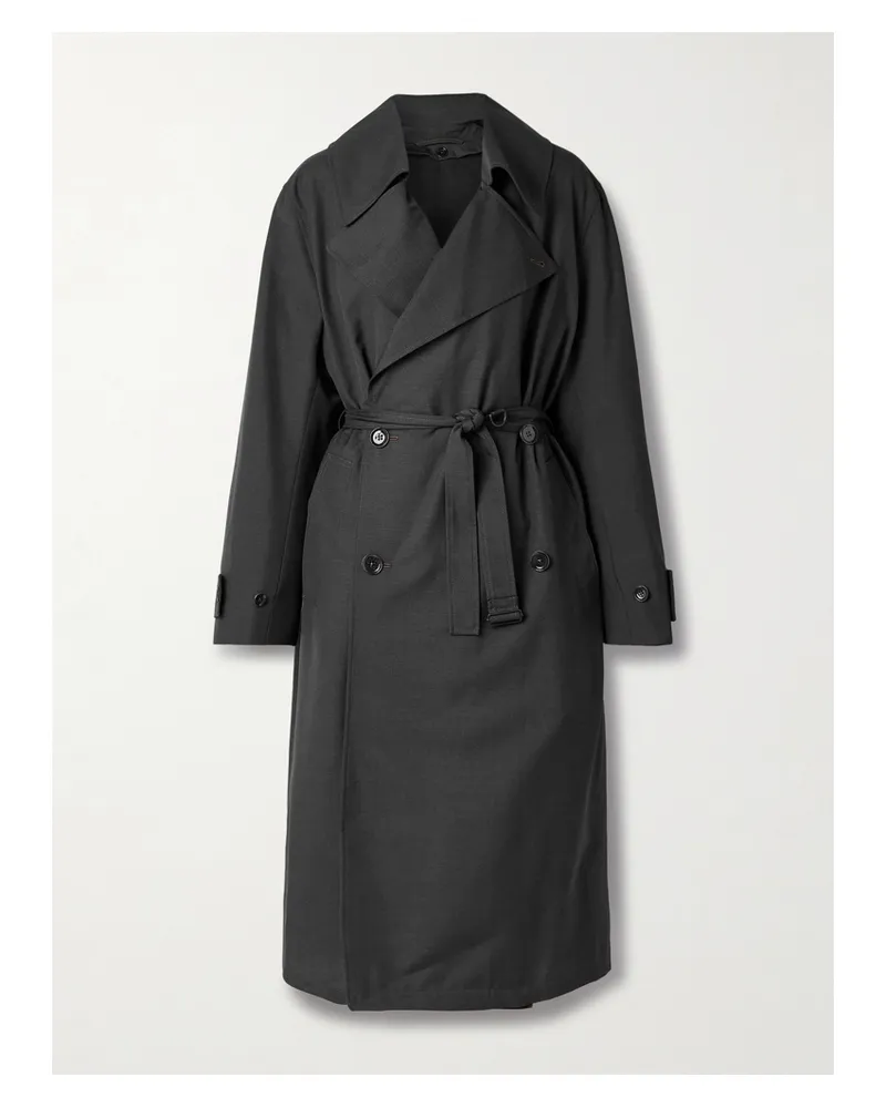 Christophe Lemaire Doppelreihiger Trenchcoat Aus Canvas - Grau Grau