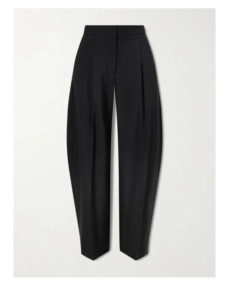 Alaïa Pleated Wool-blend Gabardine Tapered Pants - Black Black
