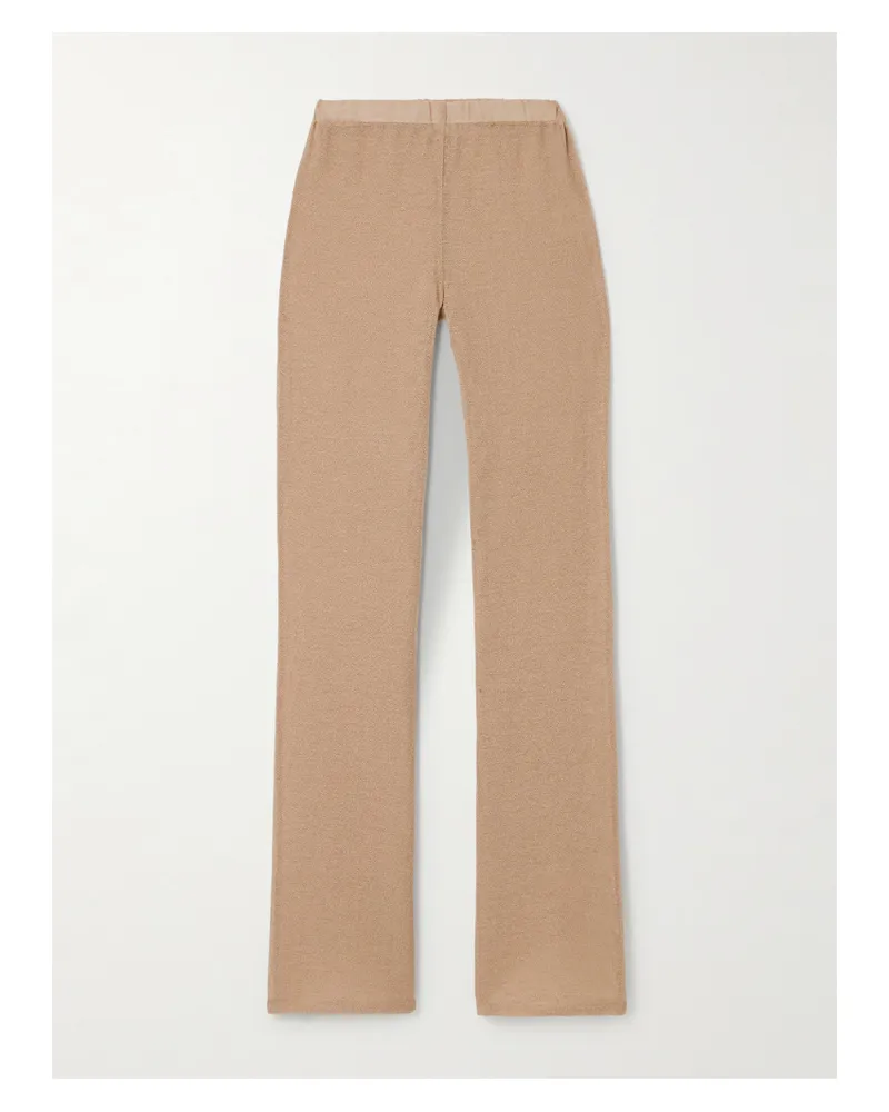 Ludovic de Saint Sernin Mermaid Hose Mit Geradem Bein Aus Einer Baumwollmischung In Lochstrick - Neutral Neutral