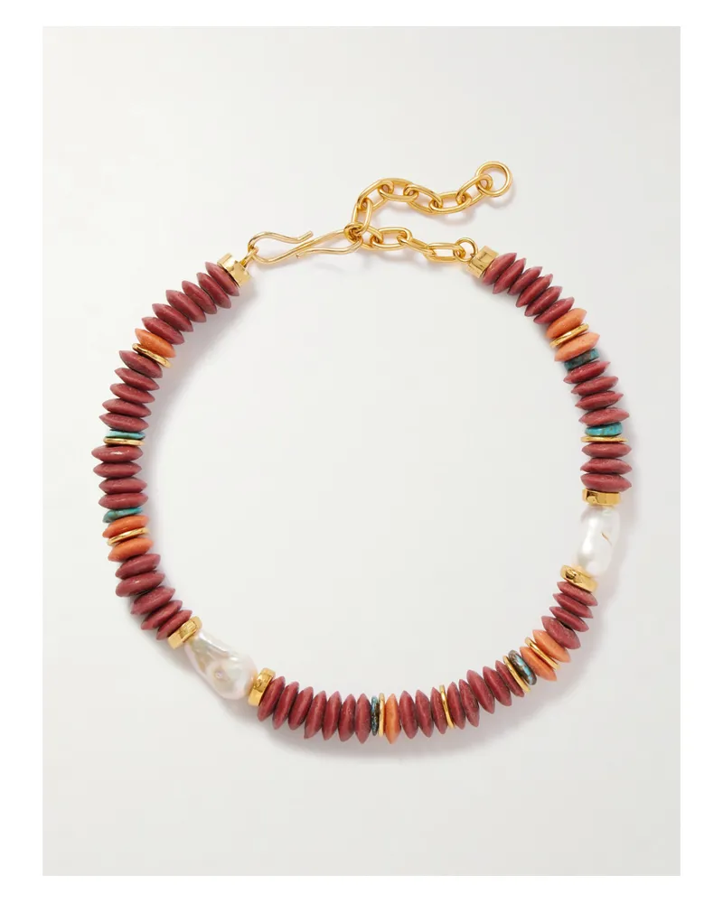 Lizzie Fortunato Umi Kette Mit Türkisen, Perlen Und Vergoldeten Details - Mehrfarbig Mehrfarbig