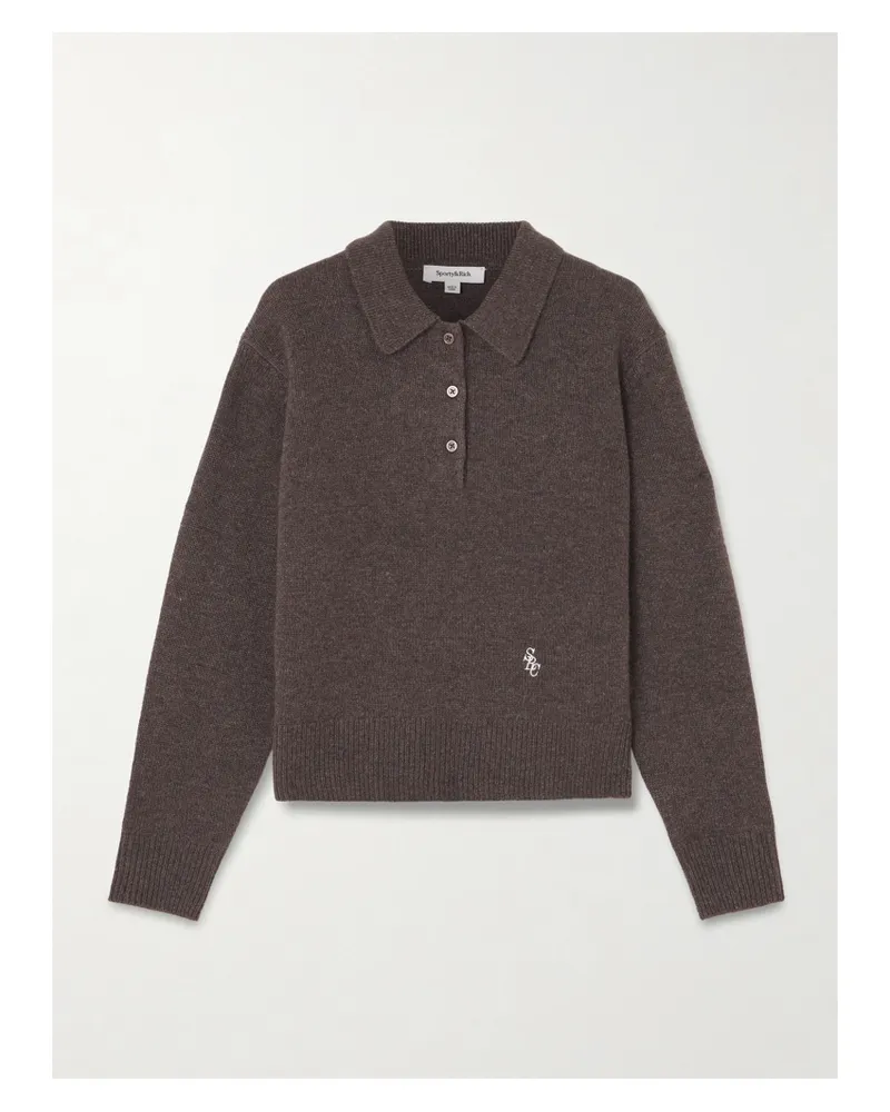 SPORTY & RICH Src Pullover Aus Einer Kaschmir-wollmischung Mit Stickerei - Braun Braun
